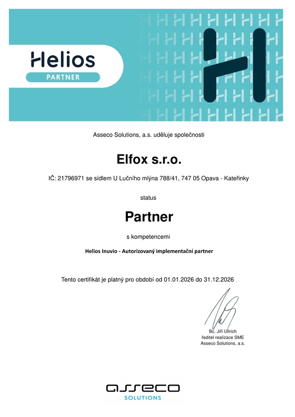 Helios Partner – Autorizovaný implementační partner Asseco Solutions